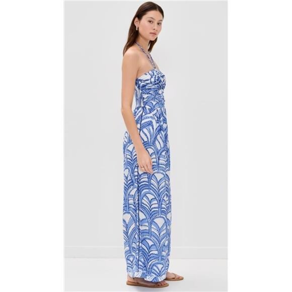 Poupette St Barth Claudia Long Jumpsuit Blue Himba Resort Cruise Beach Travel - Picture 4 of 6